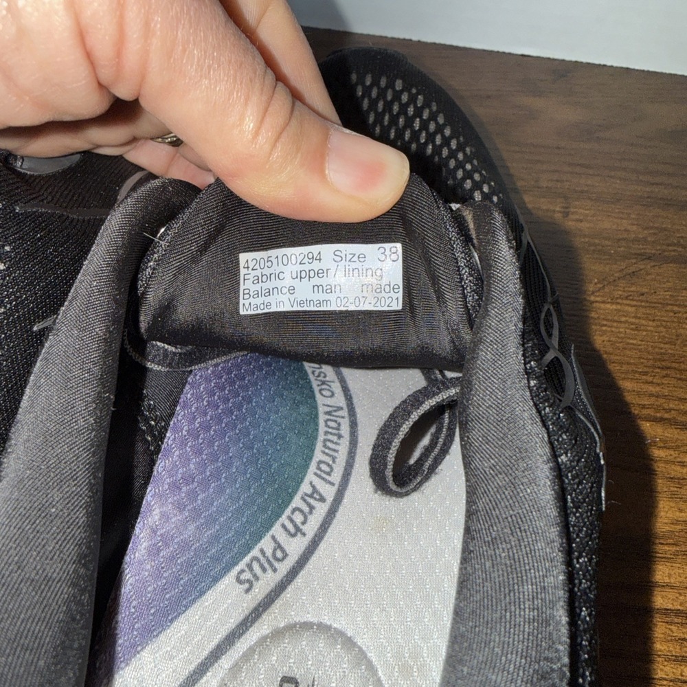 Dansko Pace Sneaker Black Gray Natural ArchWalking Comfort Shoe Size 38 US 7.5-8 - Picture 6 of 9